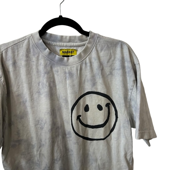 Market Smiley Light Blue Tie Dye Smiley Graphic 100% Cotton Short Sleeve M Tee. - Picture 3 of 8